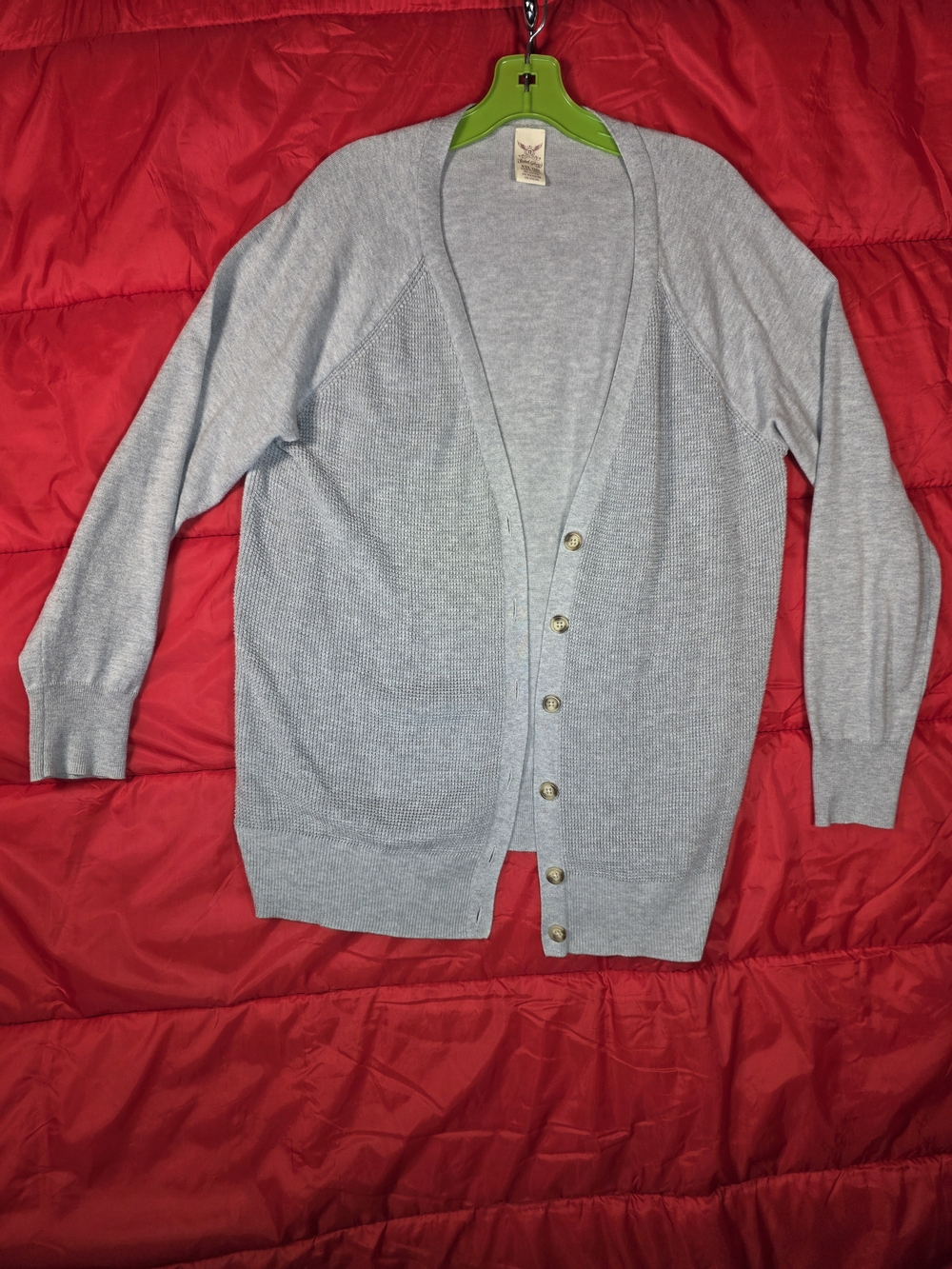 Faded Glory Light Gray Button-Front Cardigan